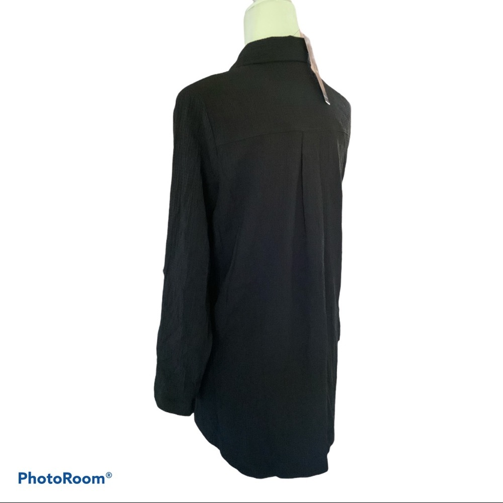 Calessa Black Multicolor Bohemian long sleeve embroidered button down shirt S - Picture 4 of 16